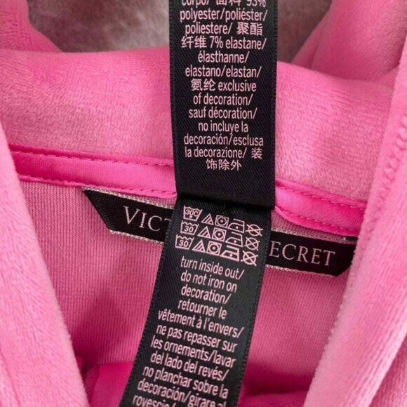 Victorias Secret L TRACKSUIT SET Full-zip Hoodie+jogger pant PINK VELOUR - Picture 11 of 16